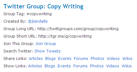 Copy Writing Twittergroup